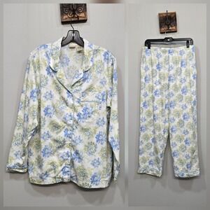 L.L.‎ Bean Pajama Set Large Cotton Floral Cottage Coastal Grandmother Romantic